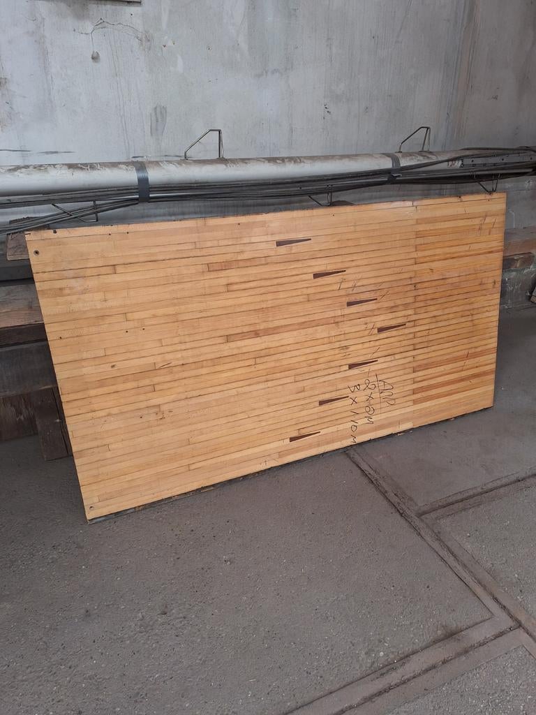 Bowling baan vloer eettafel massief hout, Huis en Inrichting, Ophalen, 100 tot 150 cm, 200 cm of meer, Zo goed als nieuw