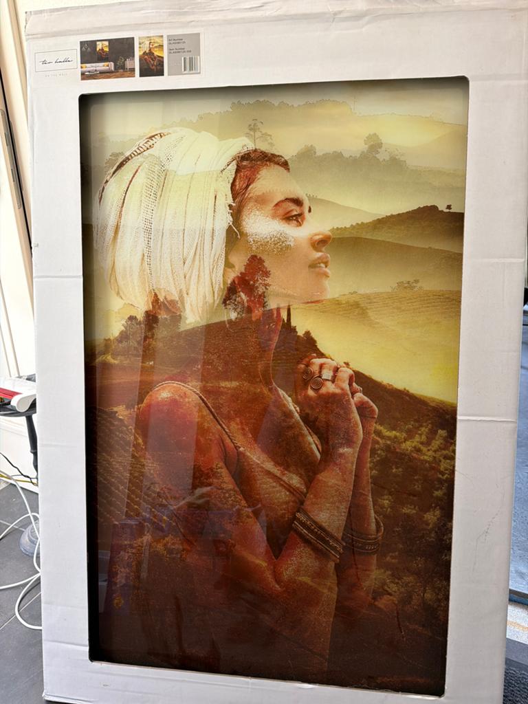 Ter Halle Glas Schilderij Vrouw met Landschap 80x120 cm, Antiek en Kunst, Kunst | Schilderijen | Modern, Ophalen
