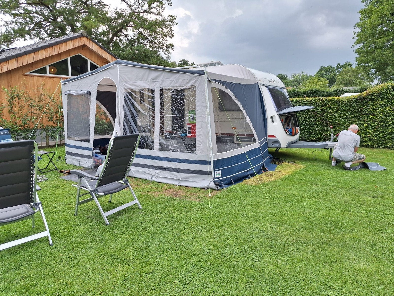 Caravan luifel maat 9 met afneembare zij- en voorkant, Ophalen, Zo goed als nieuw
