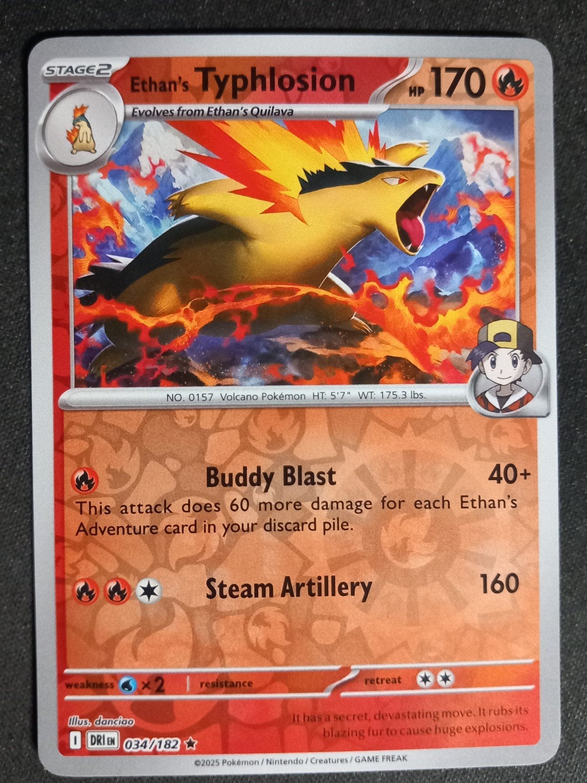 Ethan's Typhlosion 034/182 Destined Rivals Reverse NM, Verzenden, Zo goed als nieuw, Losse kaart, Foil