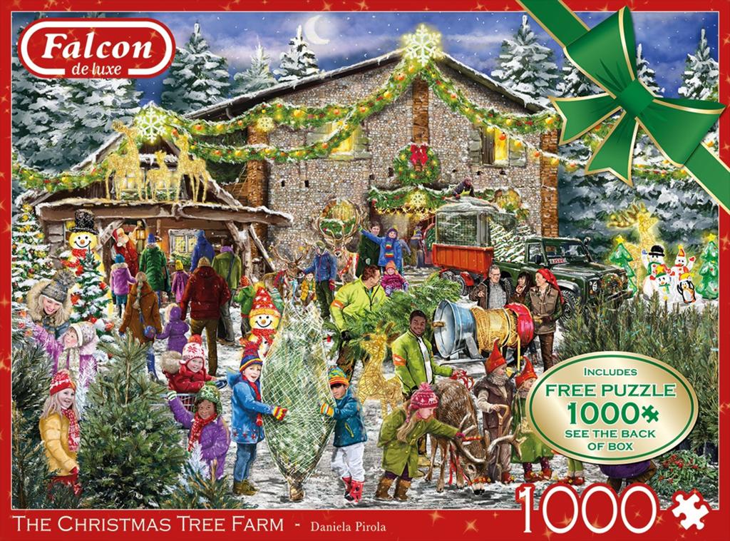 Puzzel Falcon Christmas tree Market 2 X 1.000 stukjes, Ophalen of Verzenden, 500 t/m 1500 stukjes, Zo goed als nieuw