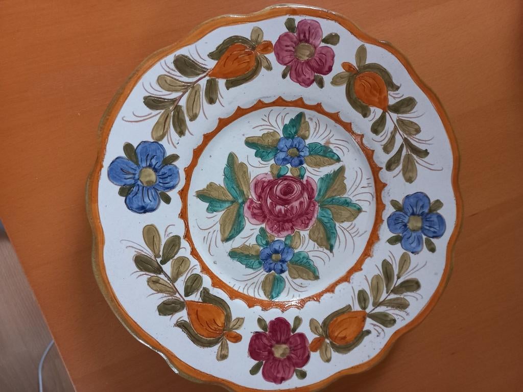 Te koop Groot bloemen bord met ophang haak, Antiek en Kunst, Ophalen