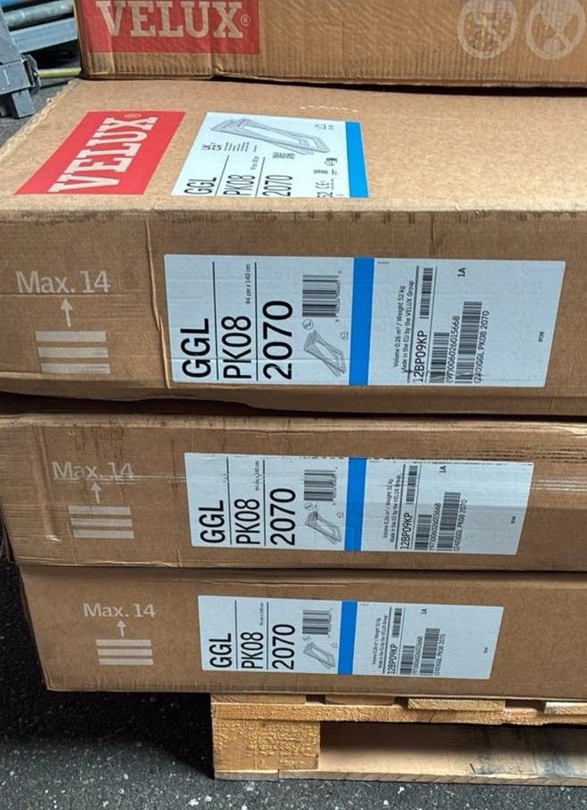 Drie x Velux GGL PK 08 van 94 x 140 cm, Ophalen, 80 tot 120 cm, 120 tot 160 cm, Nieuw