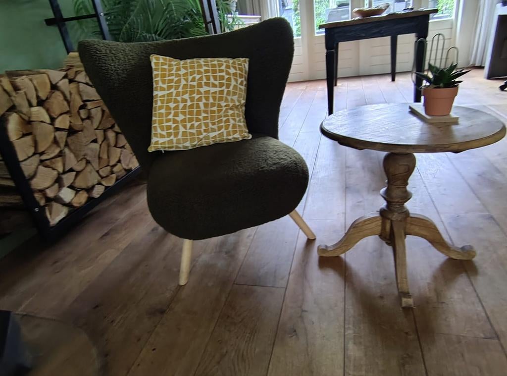 Woood Fauteuil Groen Teddy Stof, Modern, Comfortabel, Overige kleuren, Ophalen of Verzenden, Zo goed als nieuw