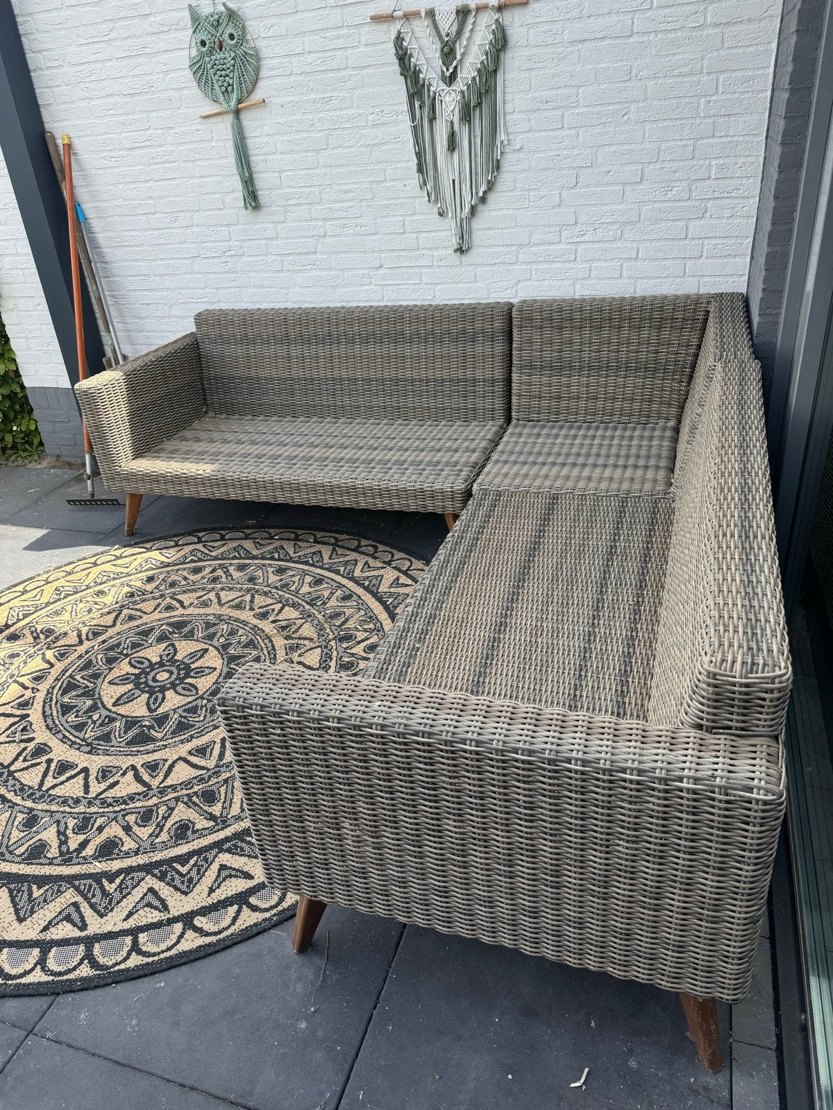 Ruime Wicker Loungeset 235x235cm, Tuin en Terras, Tuinsets en Loungesets, Ophalen, Gebruikt, Meer dan 8 zitplaatsen, Loungeset