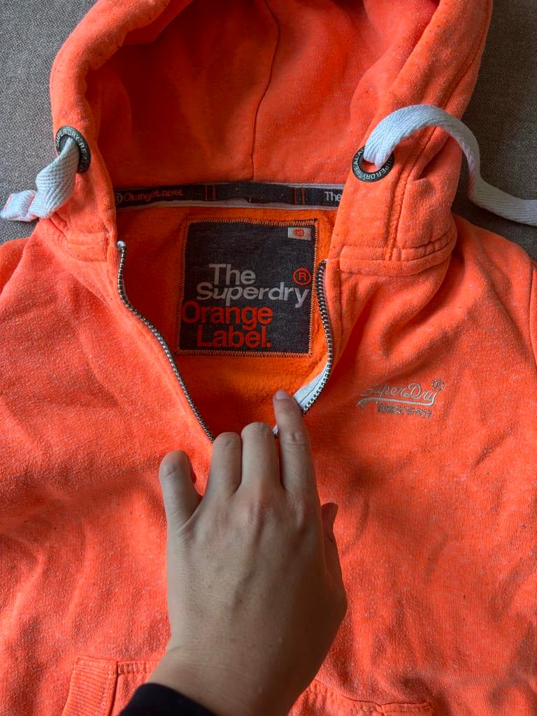 Superdry Orange Label Hoodie - Oranje XS, Ophalen of Verzenden, Gedragen, Maat 34 (XS) of kleiner, Oranje
