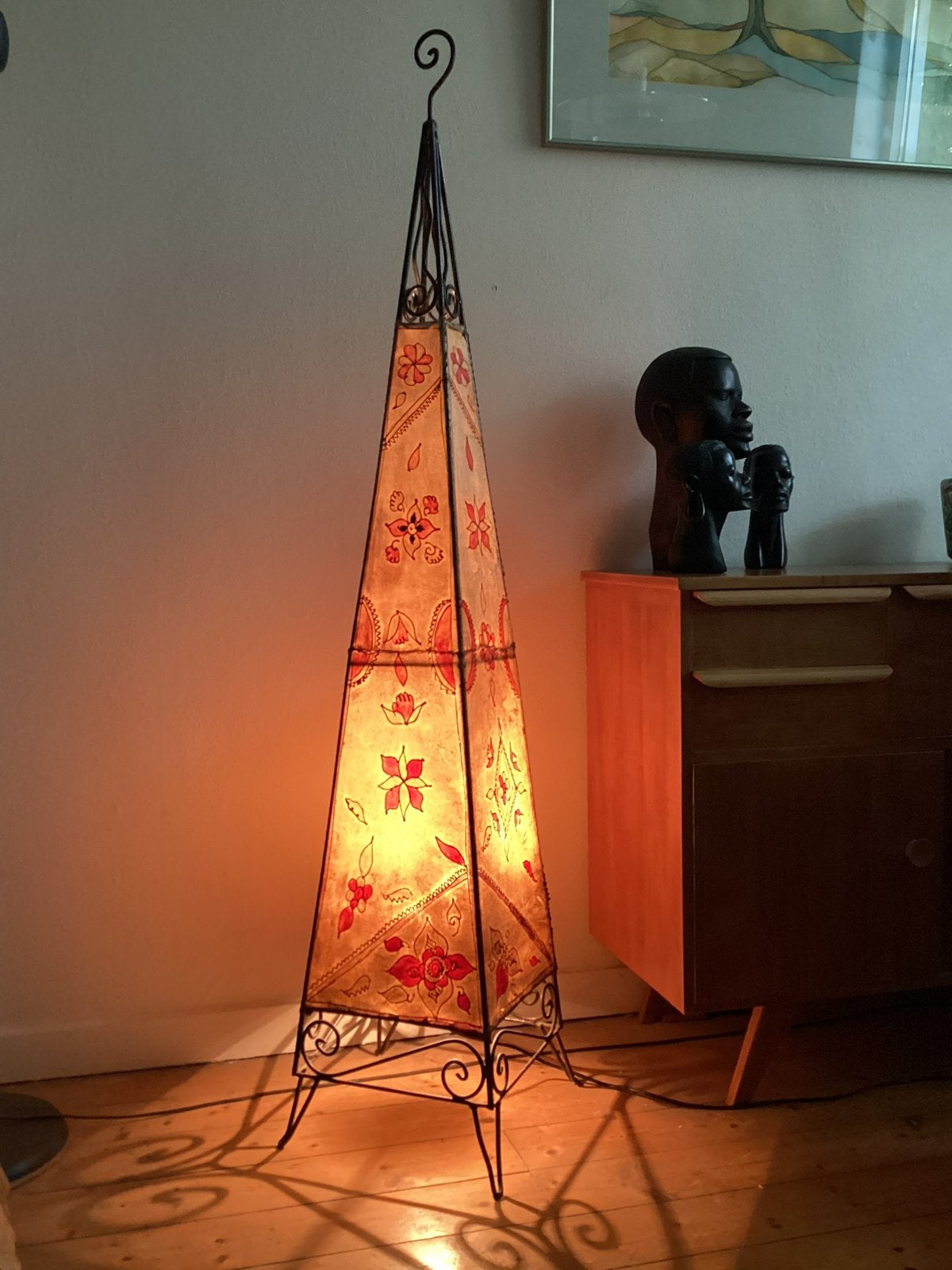 Marokkaanse Henna vloerlamp- 150 cm, Ophalen, Exotisch design, E14 (klein), Zo goed als nieuw