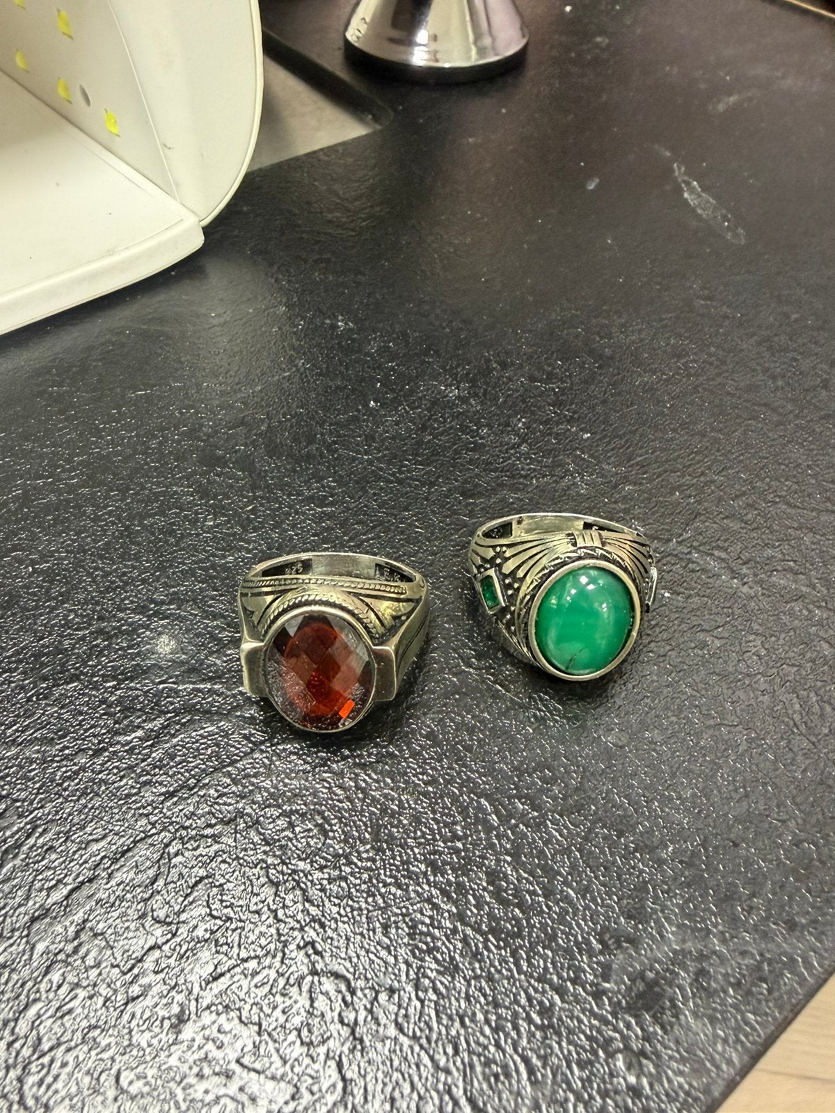 2 vintage zilveren ringen met steen, Sieraden, Tassen en Uiterlijk, Ringen, Ophalen of Verzenden, Zo goed als nieuw, 17 tot 18