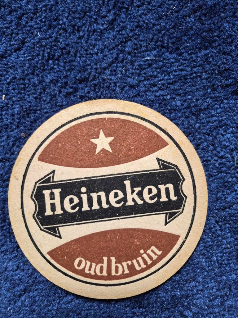 Heineken Oud Bruin Bierviltje - Vintage Bier Viltje, Ophalen of Verzenden, Gebruikt, Viltje(s), Heineken