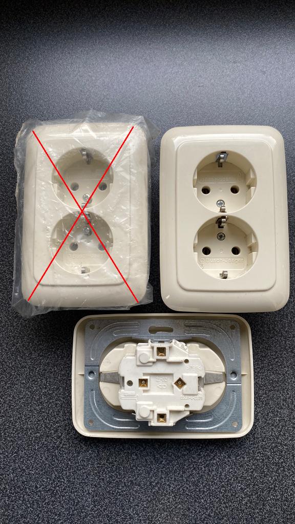 BJ inbouw wandcontactdoos 2 voudig met randaarde, Ophalen of Verzenden, Nieuw, Stopcontact