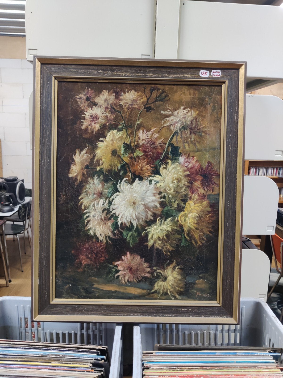 Schilderij Anton Funke - Chrysanten Stilleven, Ophalen