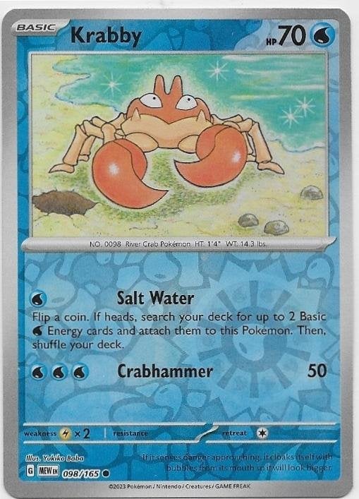 Pokemon 151,  Krabby [reverse] 98/165, Verzenden, Nieuw, Losse kaart
