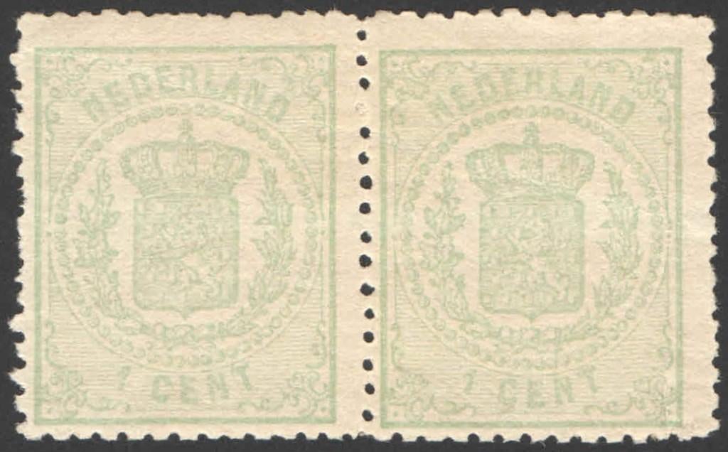 Nederland NVPH nr 15 paar postfris Rijkswapen 1869, Ophalen of Verzenden, T/m 1940, Postfris