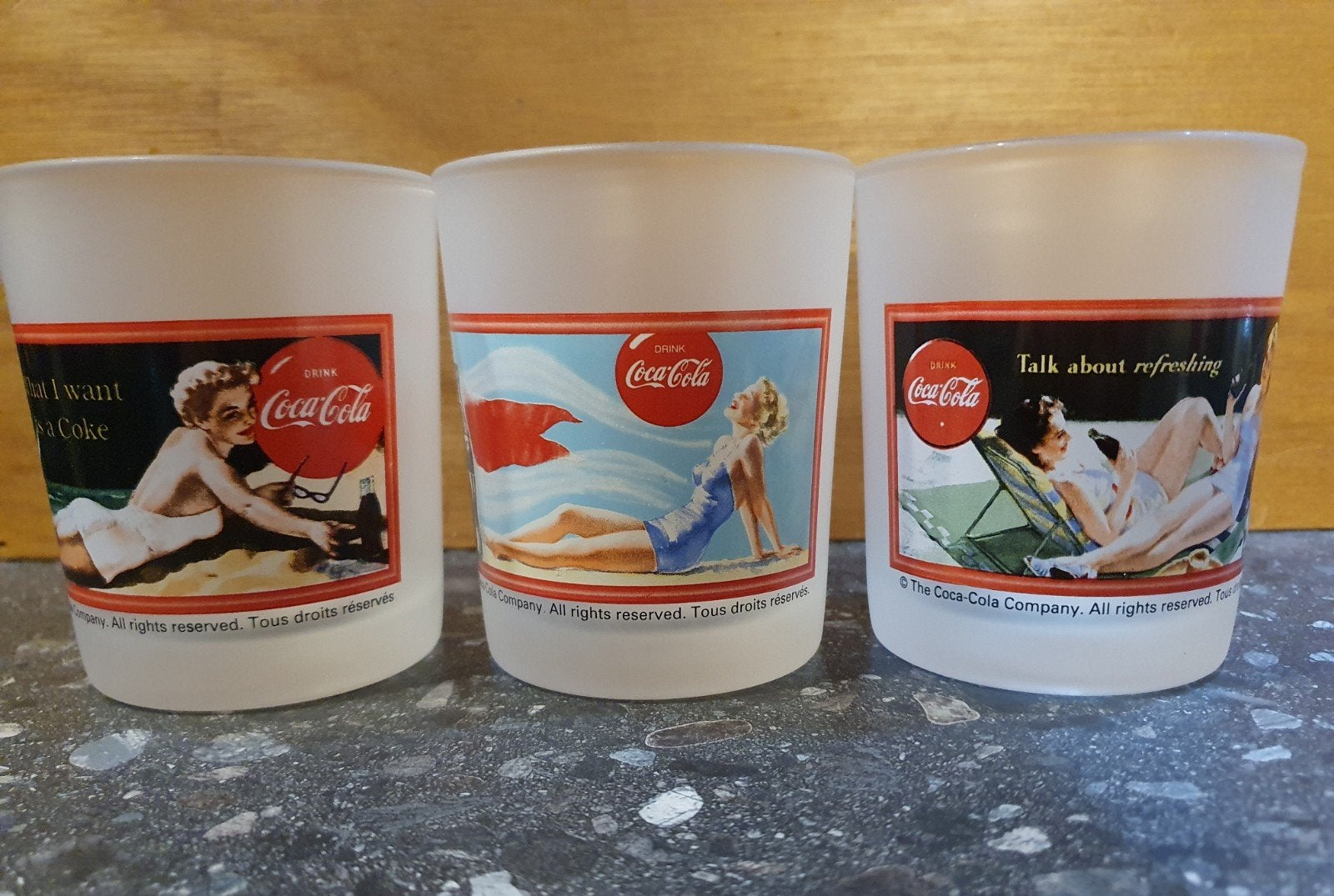 3 Coca-Cola glazen met retro afbeeldingen, Verzamelen, Ophalen of Verzenden