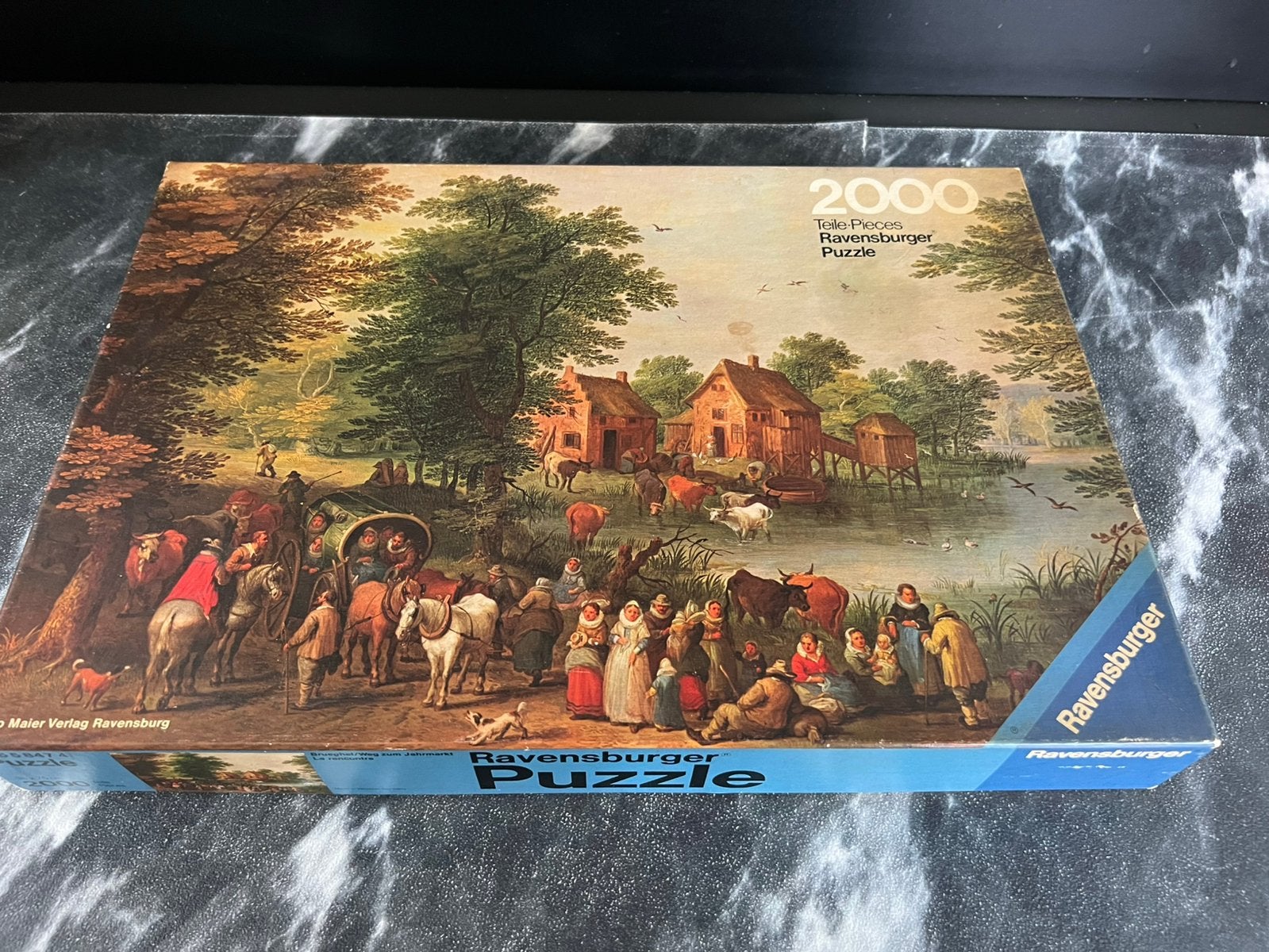 Vintage Ravensburger puzzel 2000 stukjes Bruegel Jaarmarkt, Ophalen of Verzenden, Meer dan 1500 stukjes, Zo goed als nieuw
