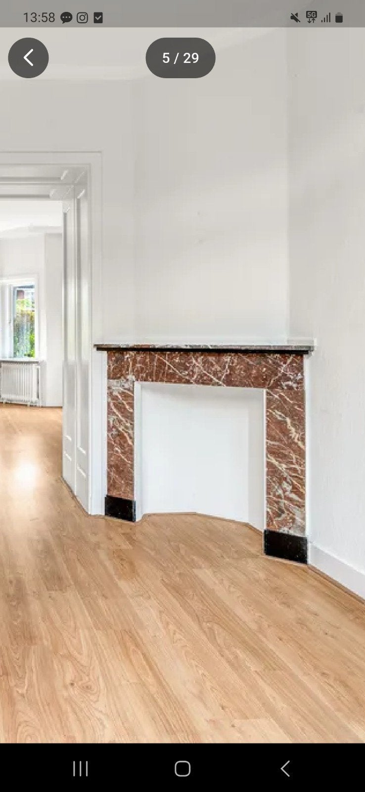 Marmere schouw - Klassiek design, Ophalen, Zo goed als nieuw, Vrijstaande haard, Elektrische haard