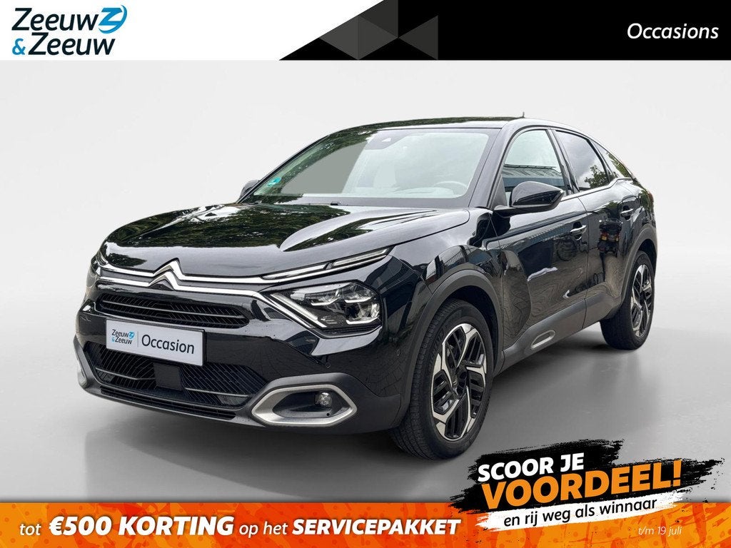 Citroen C4 1.2 Puretech Shine AUTOMAAT NAVI AIRCO CAMERA PAR, Auto's, Citroën, Gebruikt, 1199 cc, Leder en Stof, Zwart