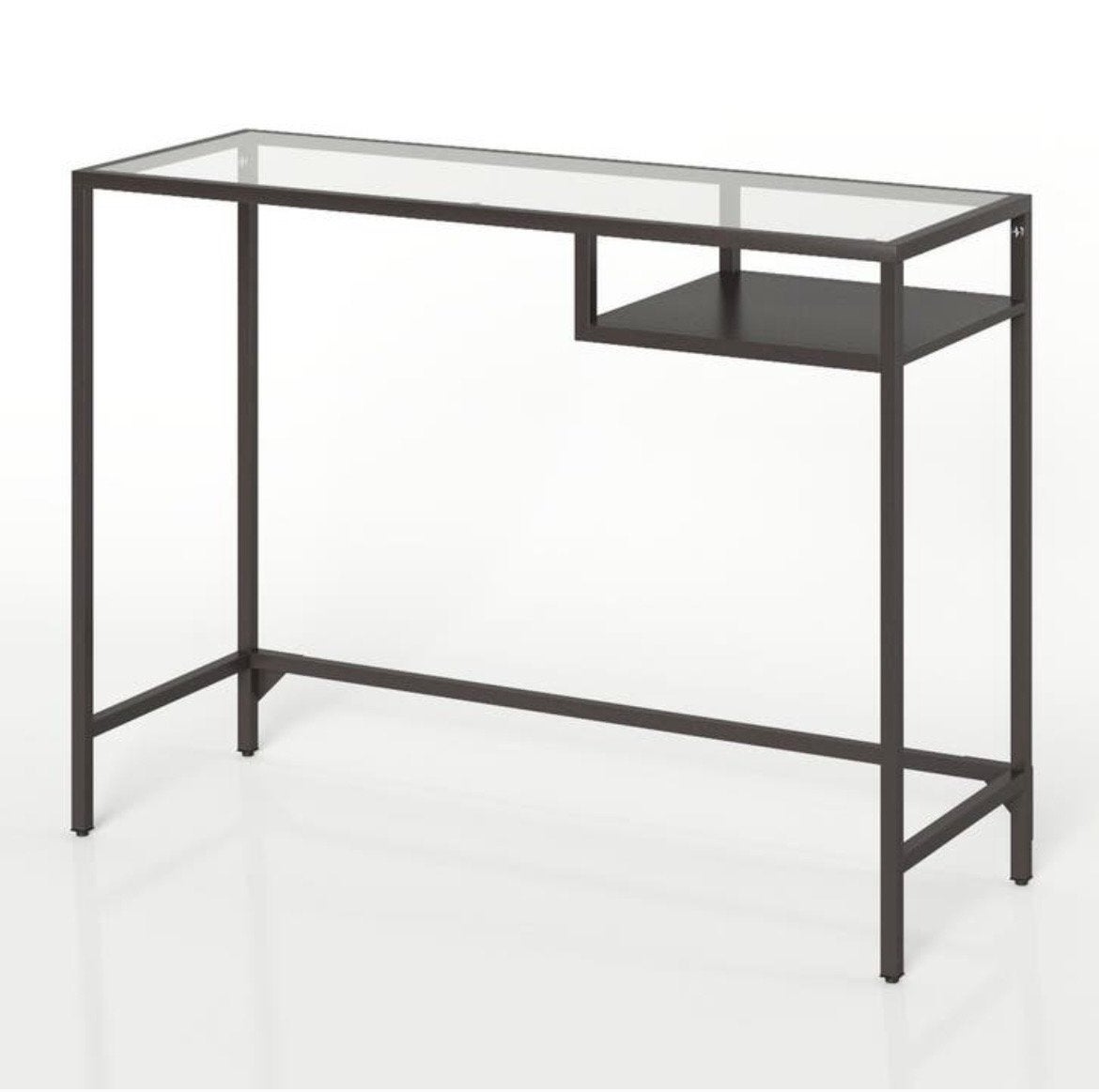 Modern glazen bureau met metalen frame - 100x36x74 cm, Ophalen of Verzenden, Zo goed als nieuw, Overige merken, Computerbureau