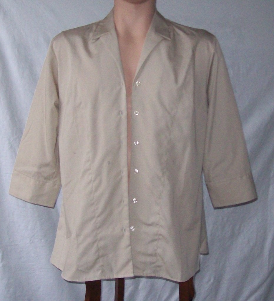 maat L, (44) 1 nieuwe Greiff blouse, beige, 72 cm., Beige, Maat 42/44 (L), Greiff, Nieuw