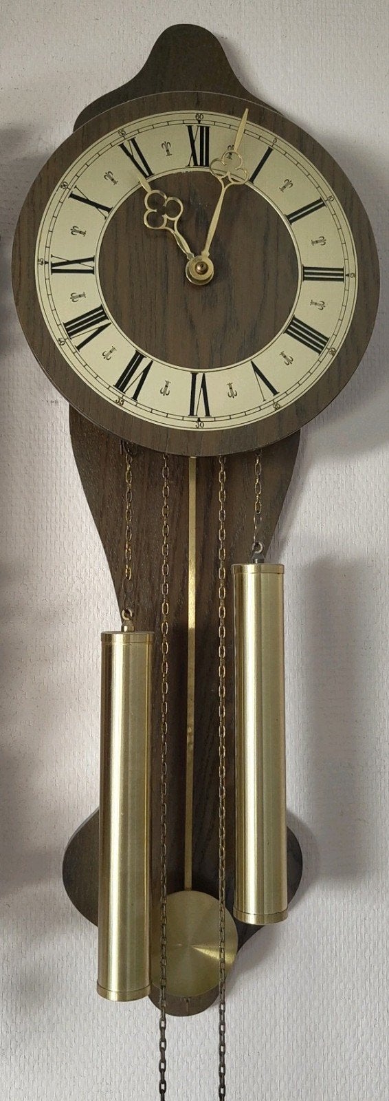 Klassieke Wandklok met Slinger en Gewichten, Antiek en Kunst, Ophalen