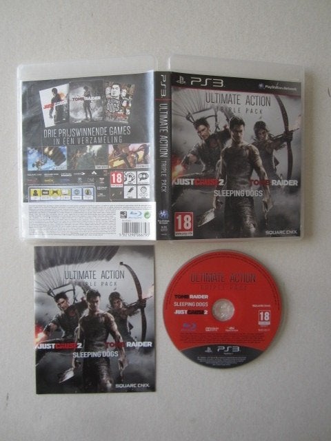 PS3 Sleeping Dogs + Just Cause + Tomb Raider Playstation 3, Spelcomputers en Games, Avontuur en Actie, Vanaf 18 jaar, 1 speler