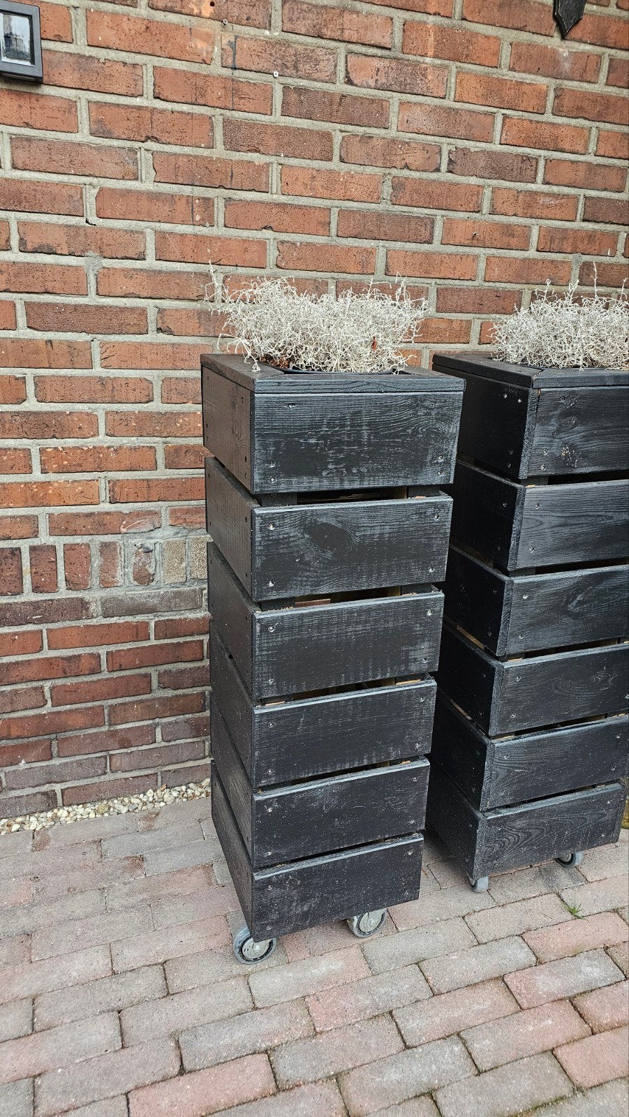 Houten plantenbak, zwart., Ophalen of Verzenden, Hout, Balkon