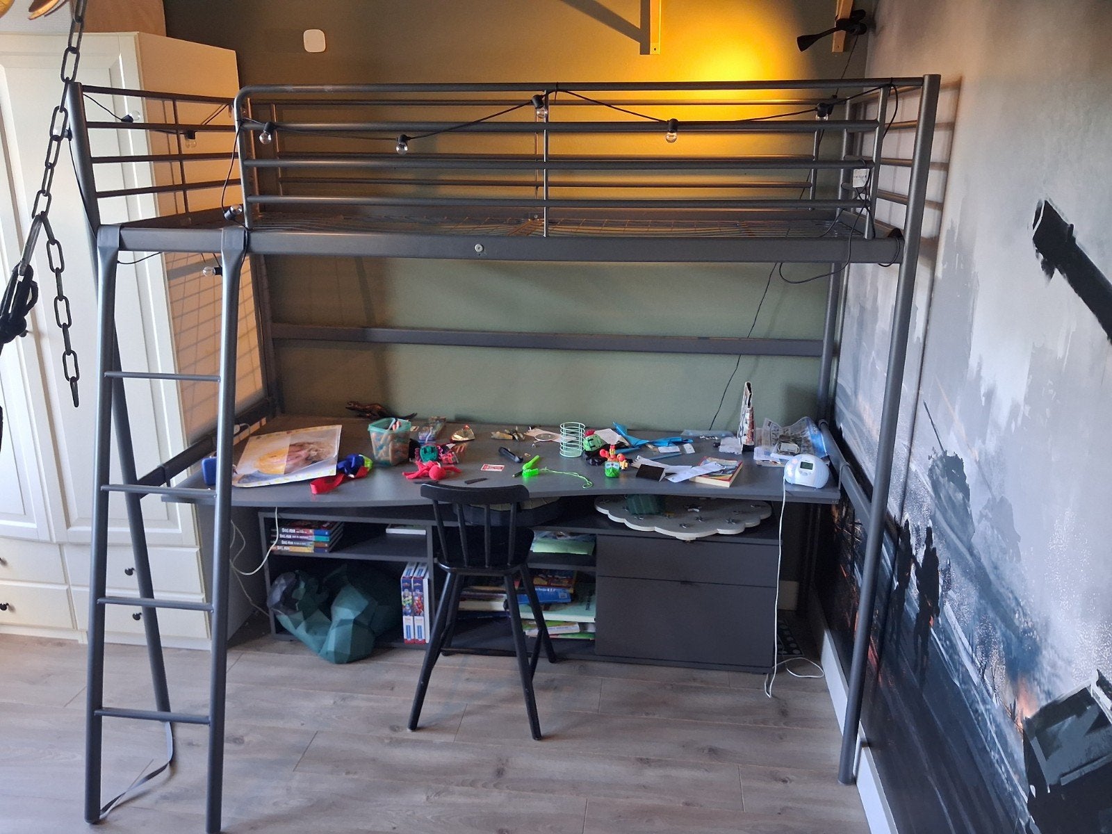 Hoogslaper met bureau, Ophalen, Gebruikt, Eenpersoons, 200 cm