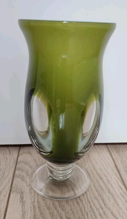 Vintage Murano Finestre Vaas,Space Age -Groen Glas Jaren '60, Antiek en Kunst, Ophalen of Verzenden