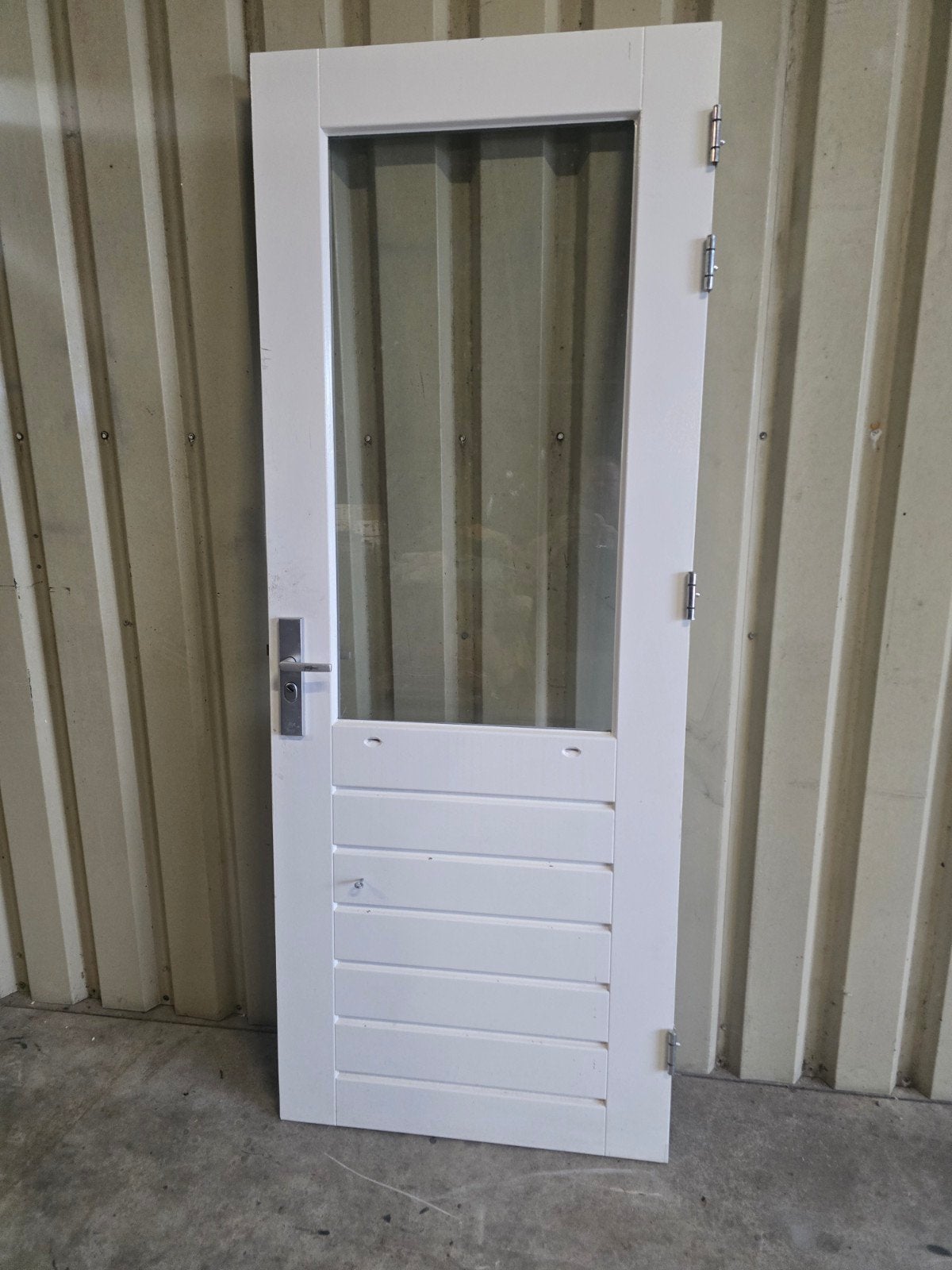 Hardhouten achterdeur/schuurdeur, Doe-het-zelf en Verbouw, Deuren en Horren, Gebruikt, 80 tot 100 cm, 215 cm of meer, Ophalen of Verzenden