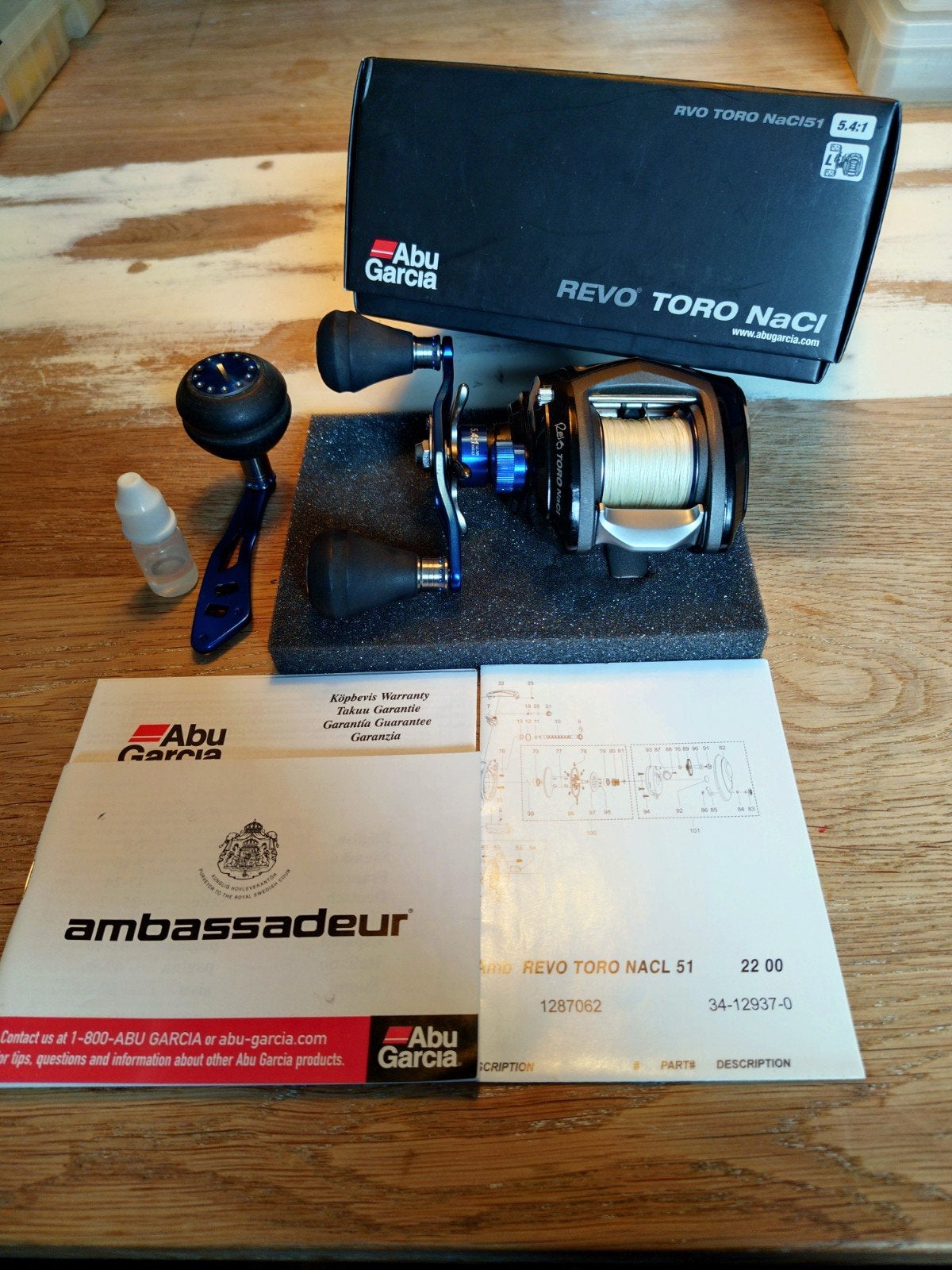 Abu Garcia Revo Toro Nacl 51 linkshandig met ratel, Ophalen of Verzenden, Zo goed als nieuw, Molen