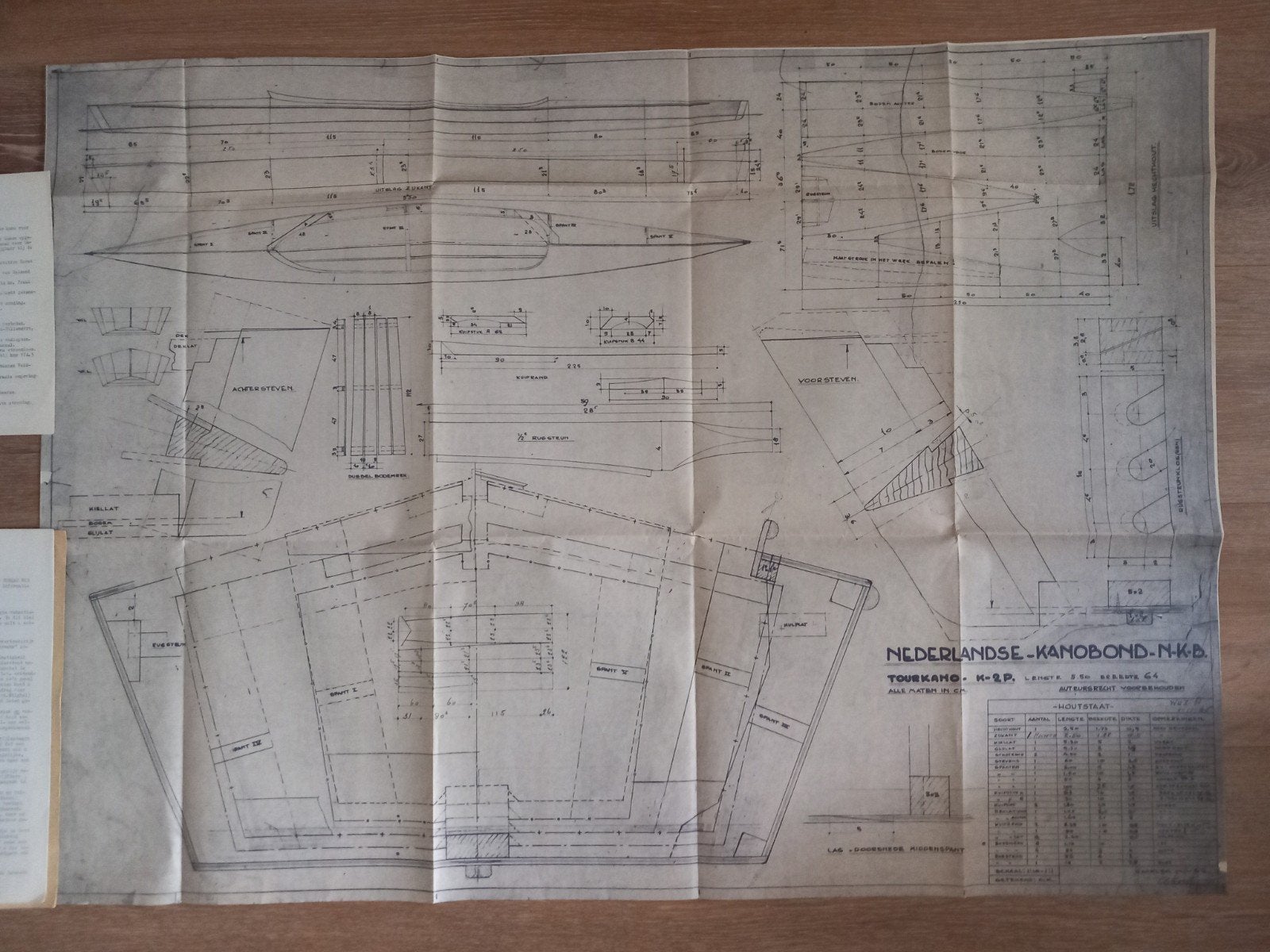 Bouwtekening Tourkano K-2P NKB 1962, Watersport en Boten, Ophalen of Verzenden