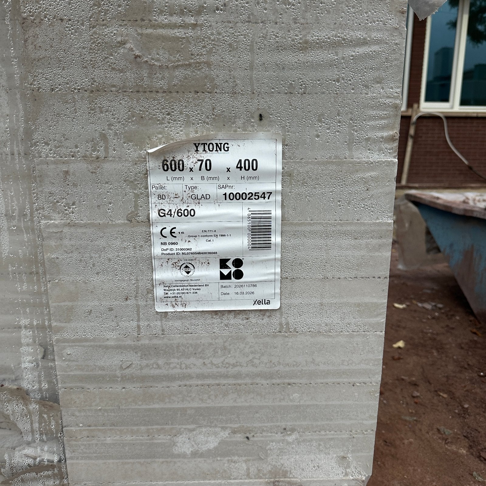 Ytong cellenbetonblokken 600x70x400 mm, Ophalen of Verzenden, Nieuw, Overige materialen, 50 tot 100 mm