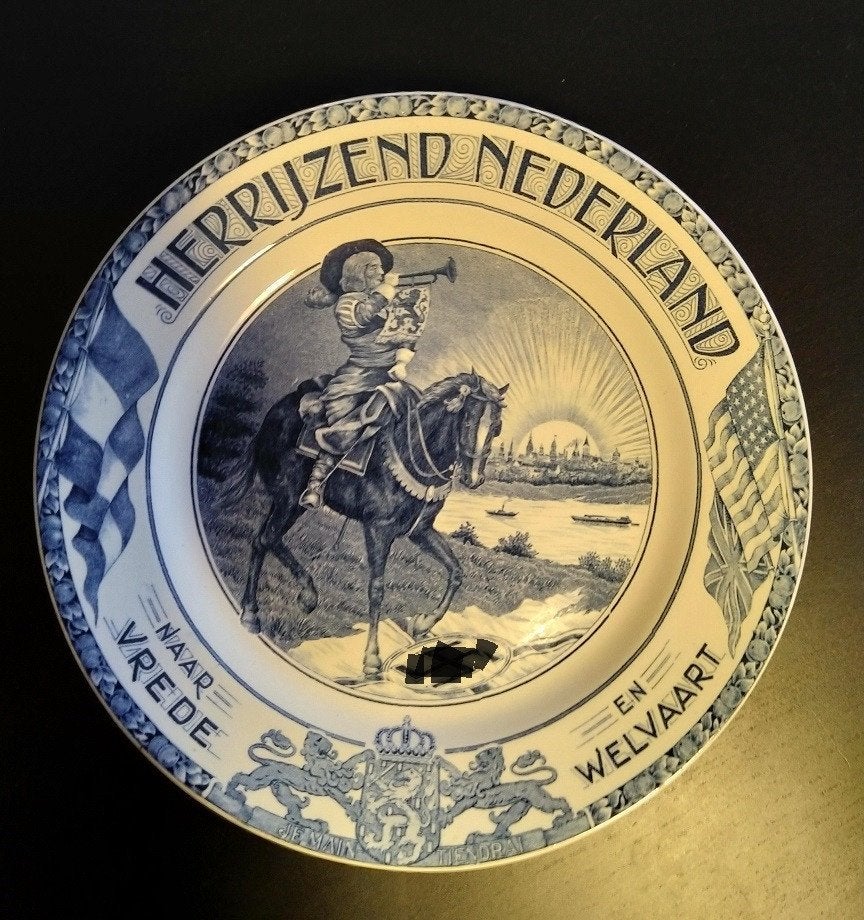 Wandbord Societe Ceramique Nederland Herrijzend 23 cm, Ophalen of Verzenden