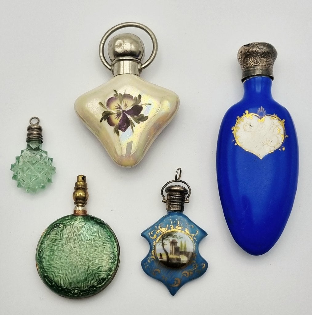 670. Parfumflesjes, Jugendstil - floraal decor, ca. 1900, Antiek en Kunst, Ophalen