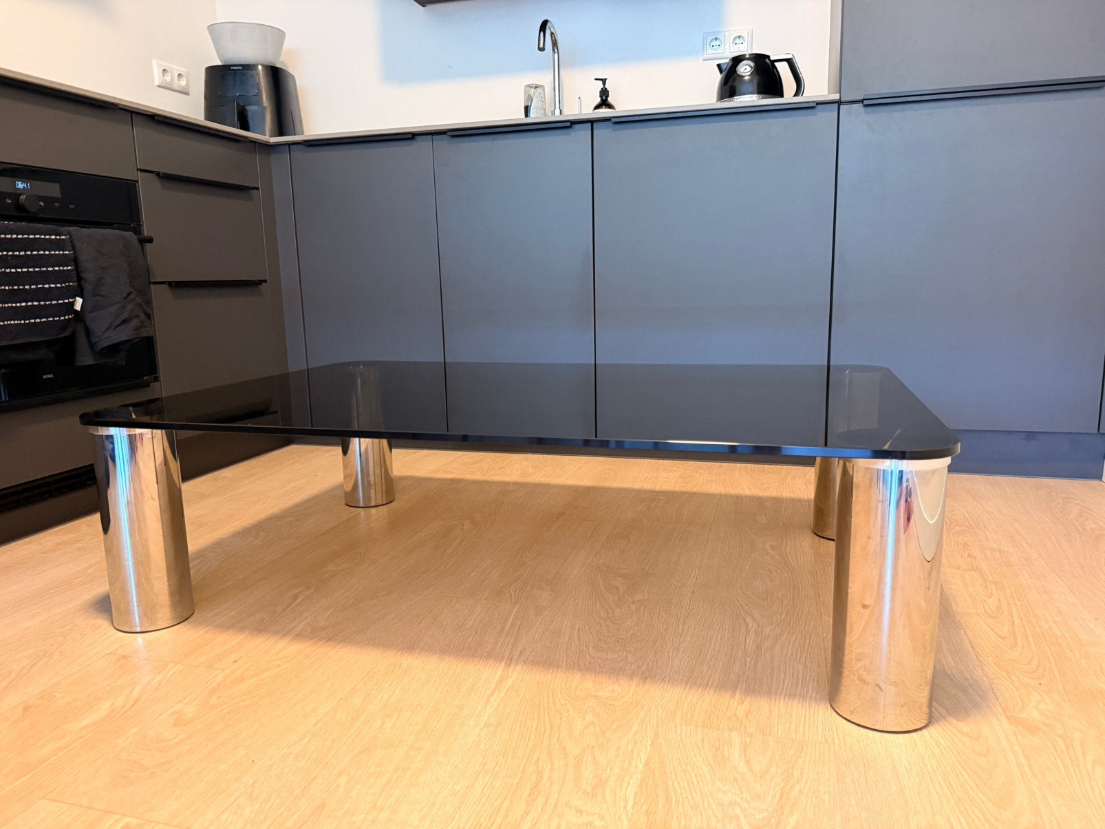 Glazen koffietafel, Ophalen, 50 tot 100 cm, 100 tot 150 cm, Rond