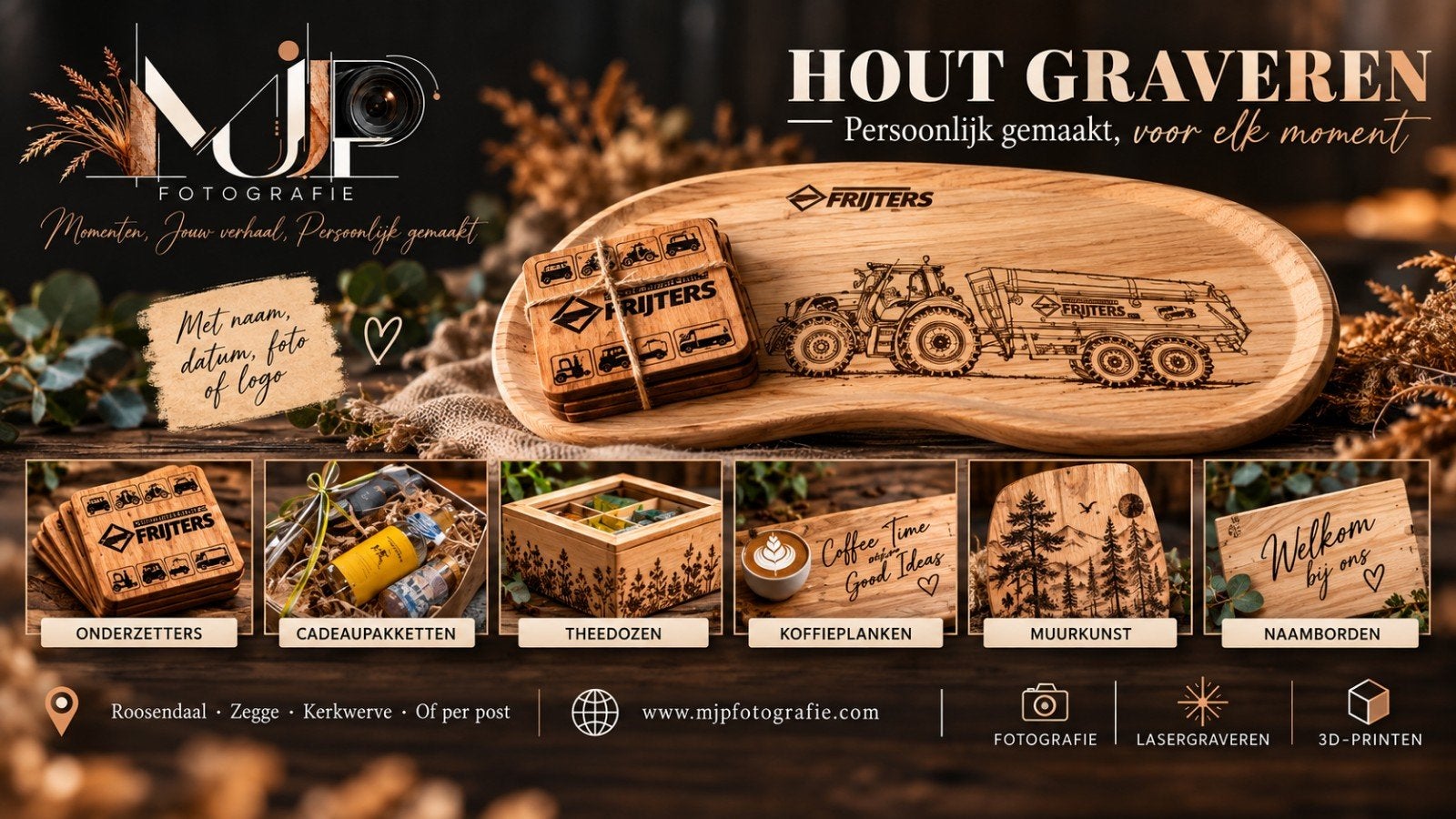 Hout graveren: Persoonlijk gemaakte cadeaus en decoratie, Hout, Nieuw, Ophalen of Verzenden, Modern