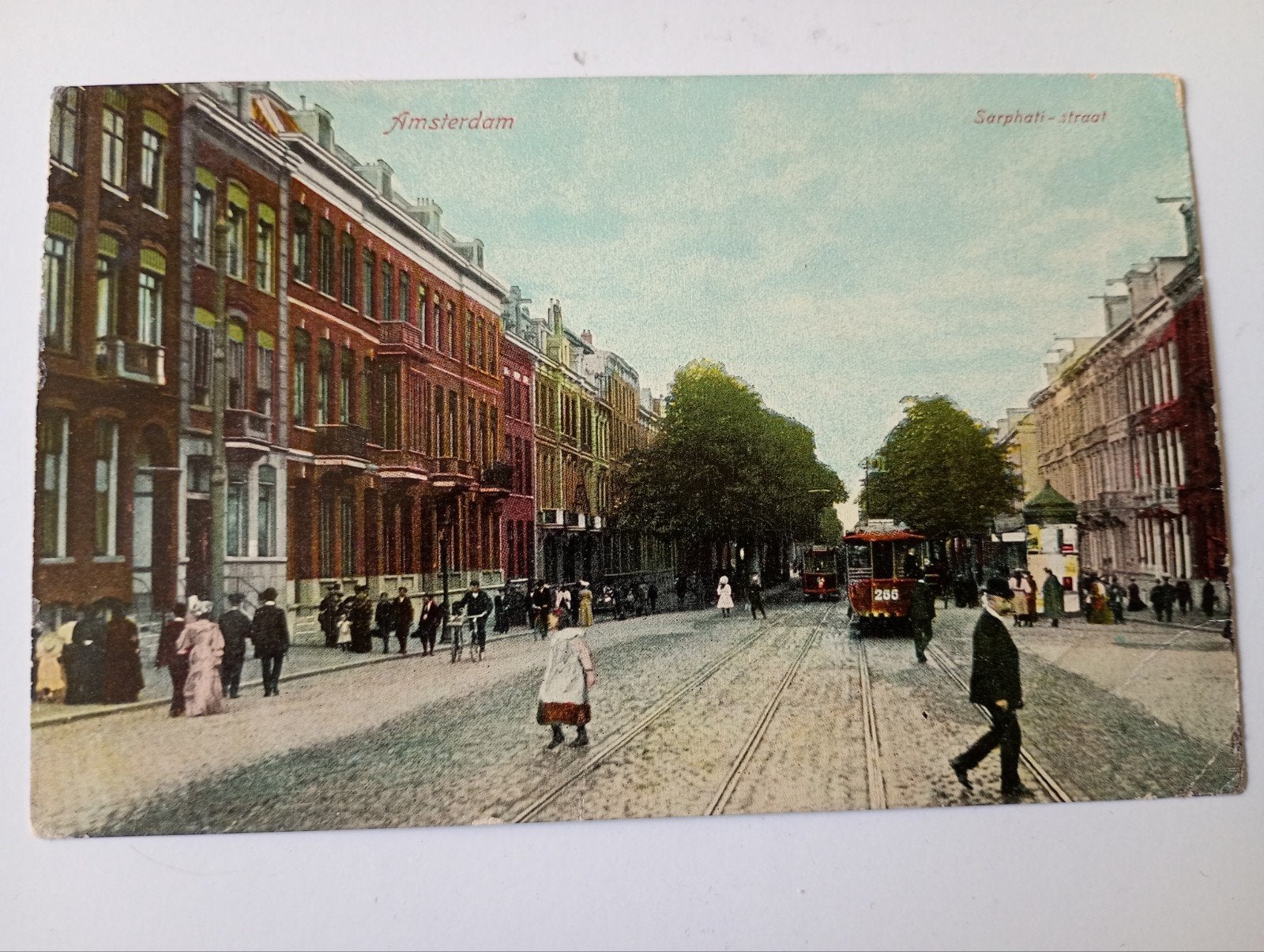 Amsterdam Sarphatistraat met Tram 1912, Verzamelen, Ansichtkaarten | Nederland, Ophalen of Verzenden, Voor 1920, Gelopen, Noord-Holland