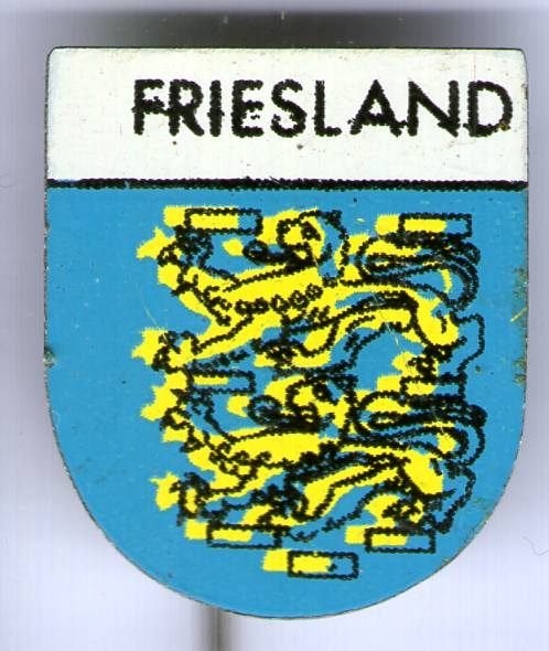 Friesland provincie wapen blik misdruk speldje ( L_102), Verzamelen, Verzenden, Zo goed als nieuw, Transport, Speldje of Pin