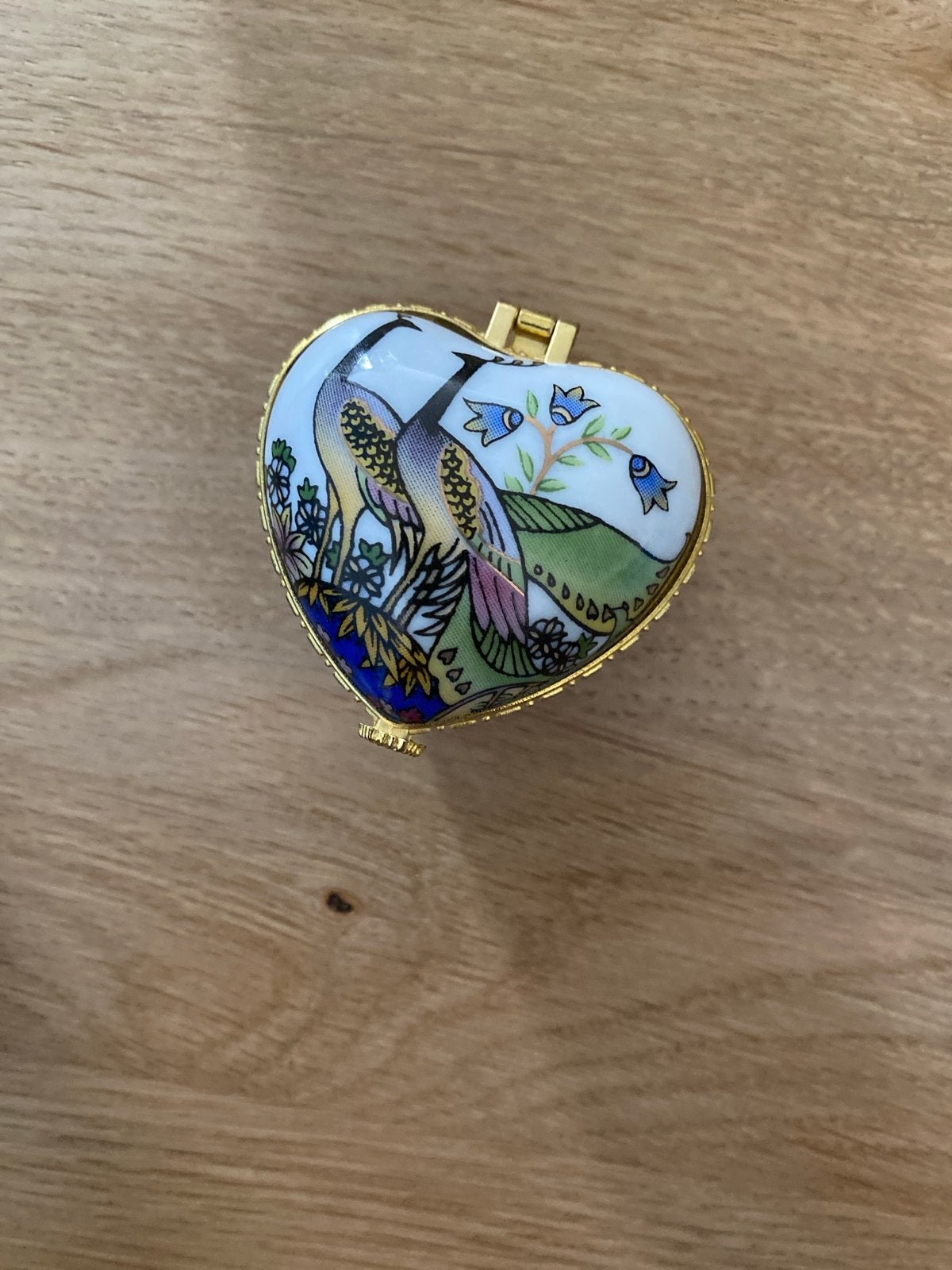 Hartvormig sieradendoosje met pauwenmotief, Ophalen of Verzenden