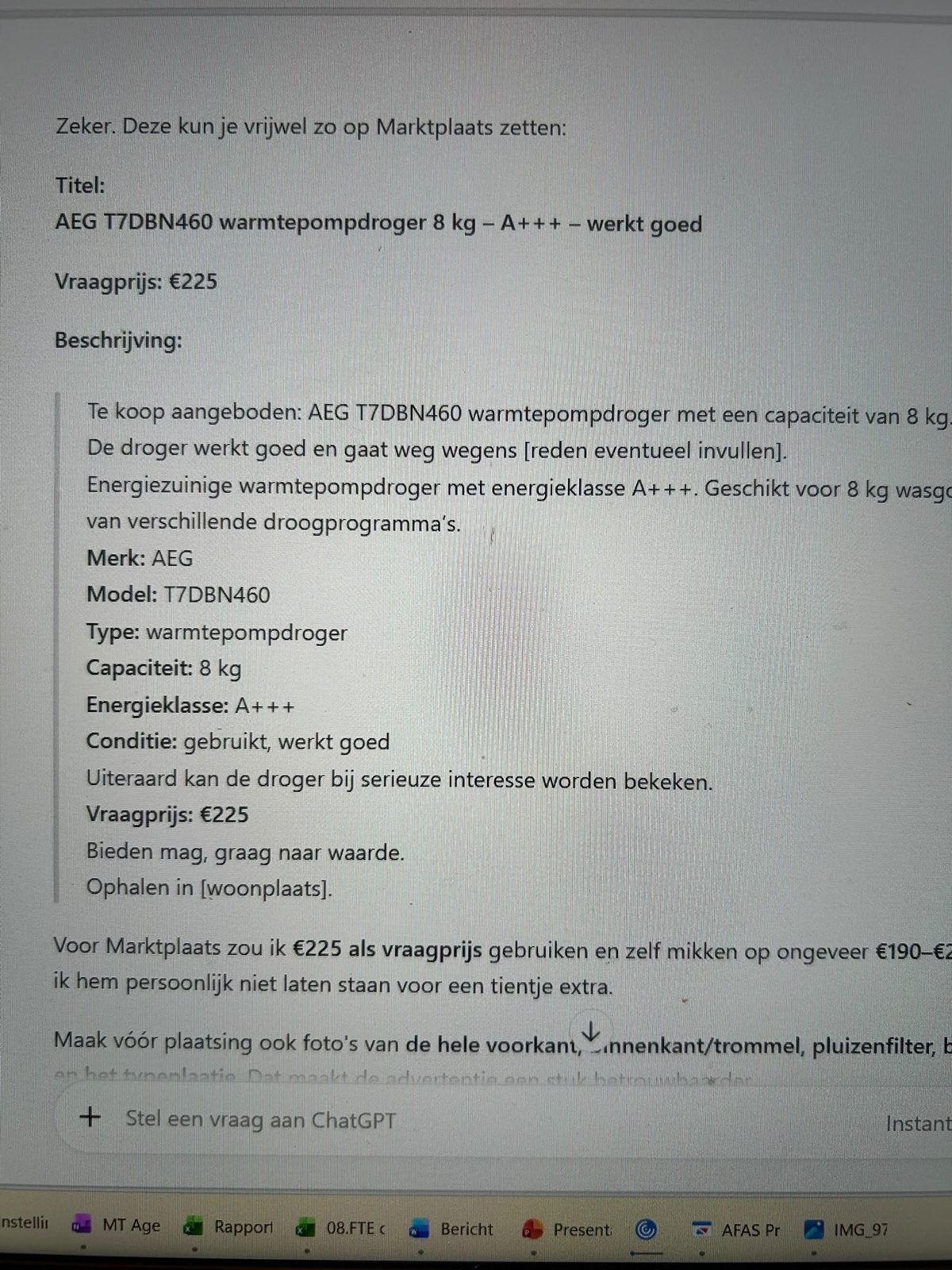 Foto 5 van AEG T7DBN460 warmtepompdroger 8 kg - A+++