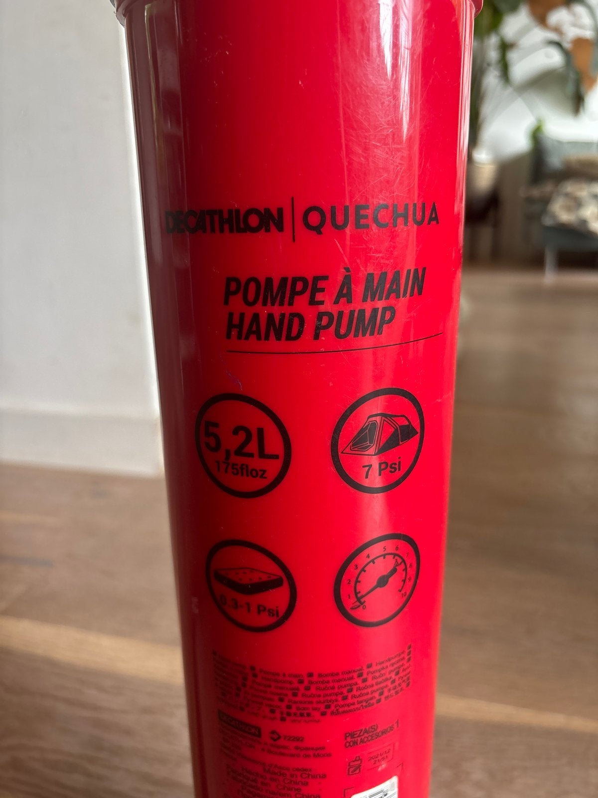Decathlon Quechua Handpomp 5.2L voor Tenten/Opblaasartikelen, Ophalen, Zo goed als nieuw