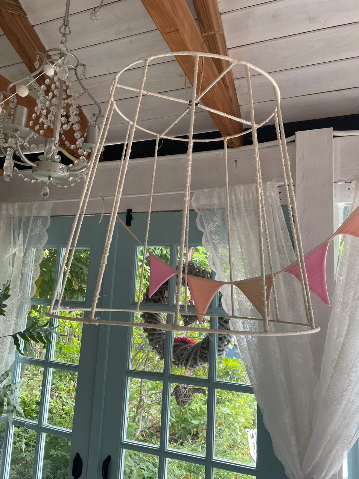 Vintage draad lampenkap - perfect voor feest decoratie, Rond, Zo goed als nieuw, 55 cm, Ophalen
