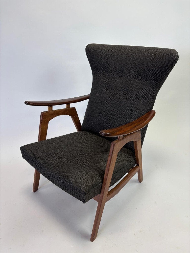 Vintage mid-century loungefauteuil Louis van Teeffelen, Ophalen, Hout, Gebruikt, Vintage mid-century