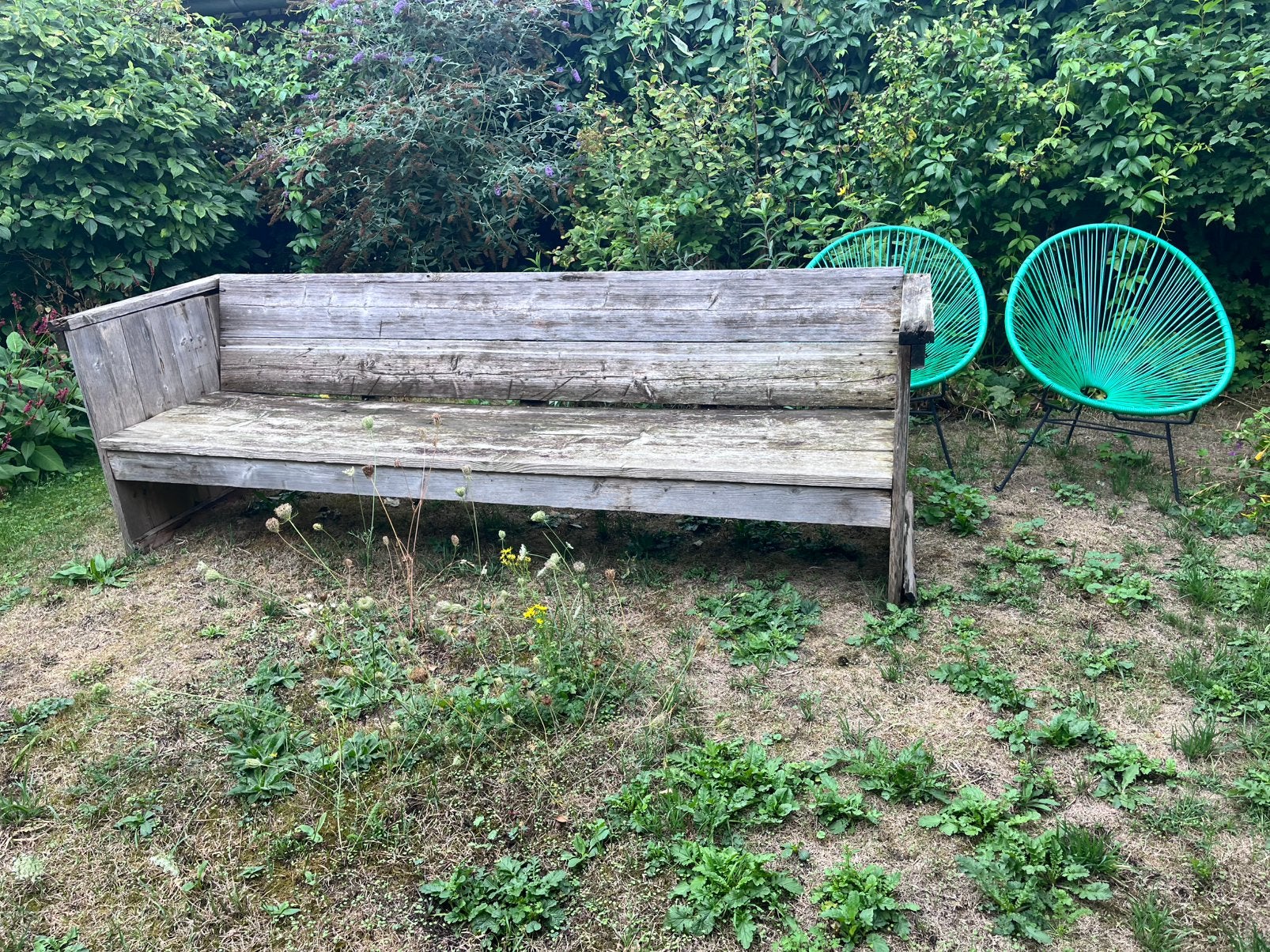 Gratis steiger houten bank 2.40 cm, Tuin en Terras, Ophalen, Gebruikt, Hout