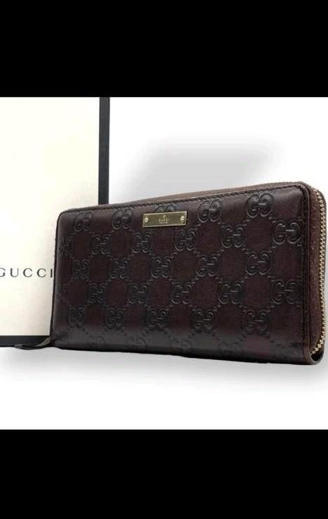 Gucci portemonnee Guccissima leer donkerbruin, Ophalen of Verzenden