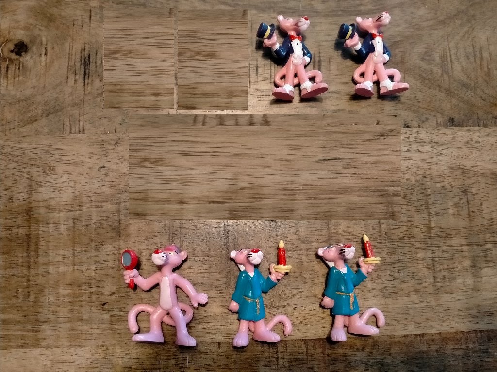Pink Panter Roze Panter Bully pvc figuren hoed hart kaars, Verzenden, Overige figuren, Gebruikt, Beeldje of Figuurtje