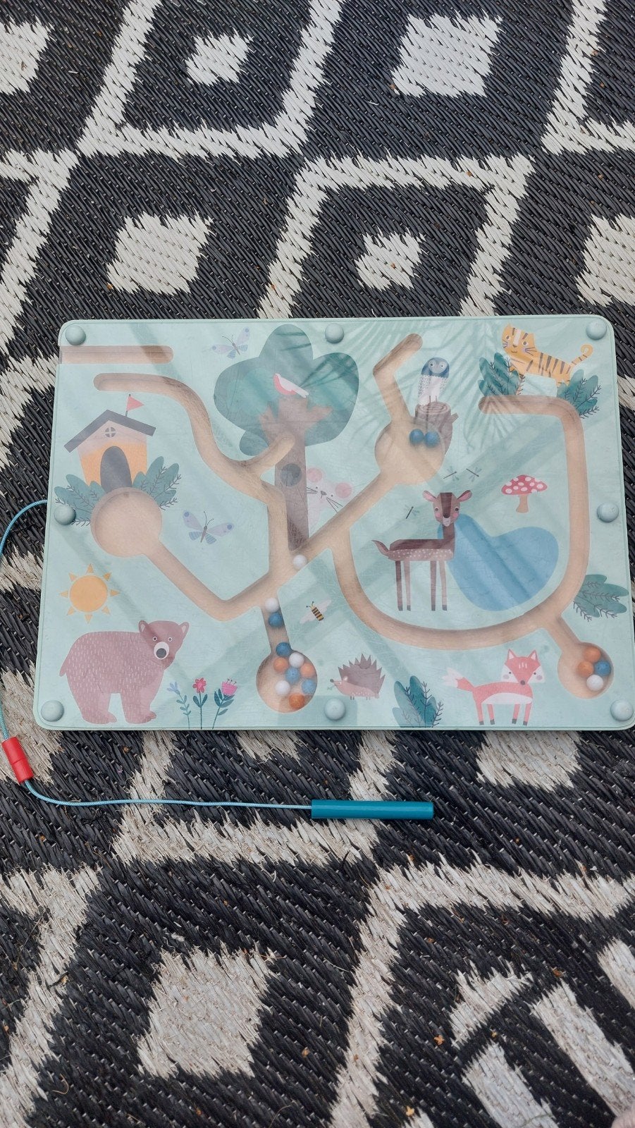 Houten kralen doolhof met magnetische pen - Dierenbos, Ophalen, Zo goed als nieuw, Overige typen