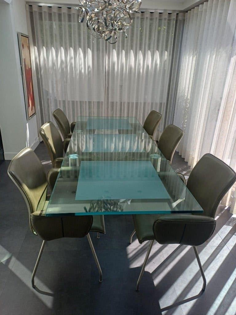 Glazen eetkamer tafel, Huis en Inrichting, Tafels | Eettafels, Ophalen, Gebruikt, 200 cm of meer, 50 tot 100 cm