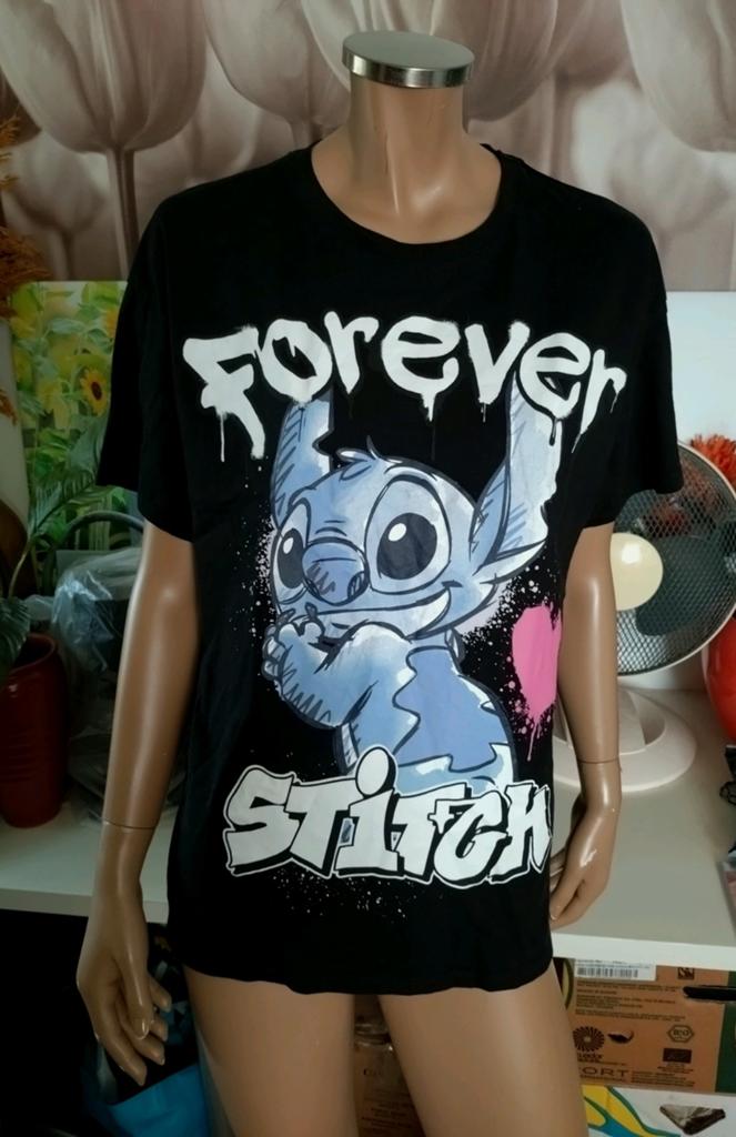 Leuk zwart T Shirt met Disney s Stitch Forever maat  42 L, Zwart, Maat 42/44 (L), Ophalen of Verzenden, Korte mouw