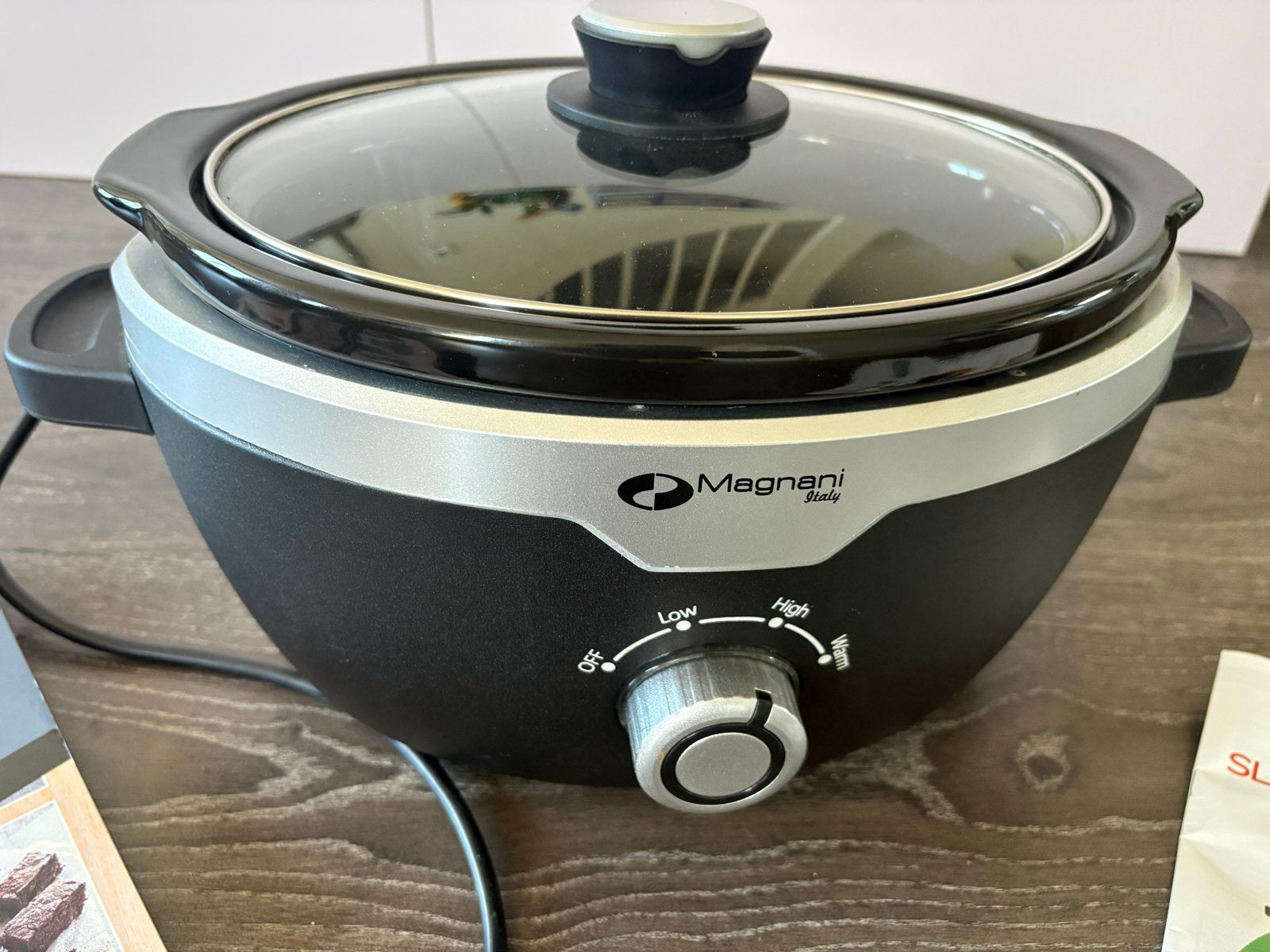 Magnani Italy Slowcooker 3.5L - Zwart/Zilver, Ophalen, Zo goed als nieuw